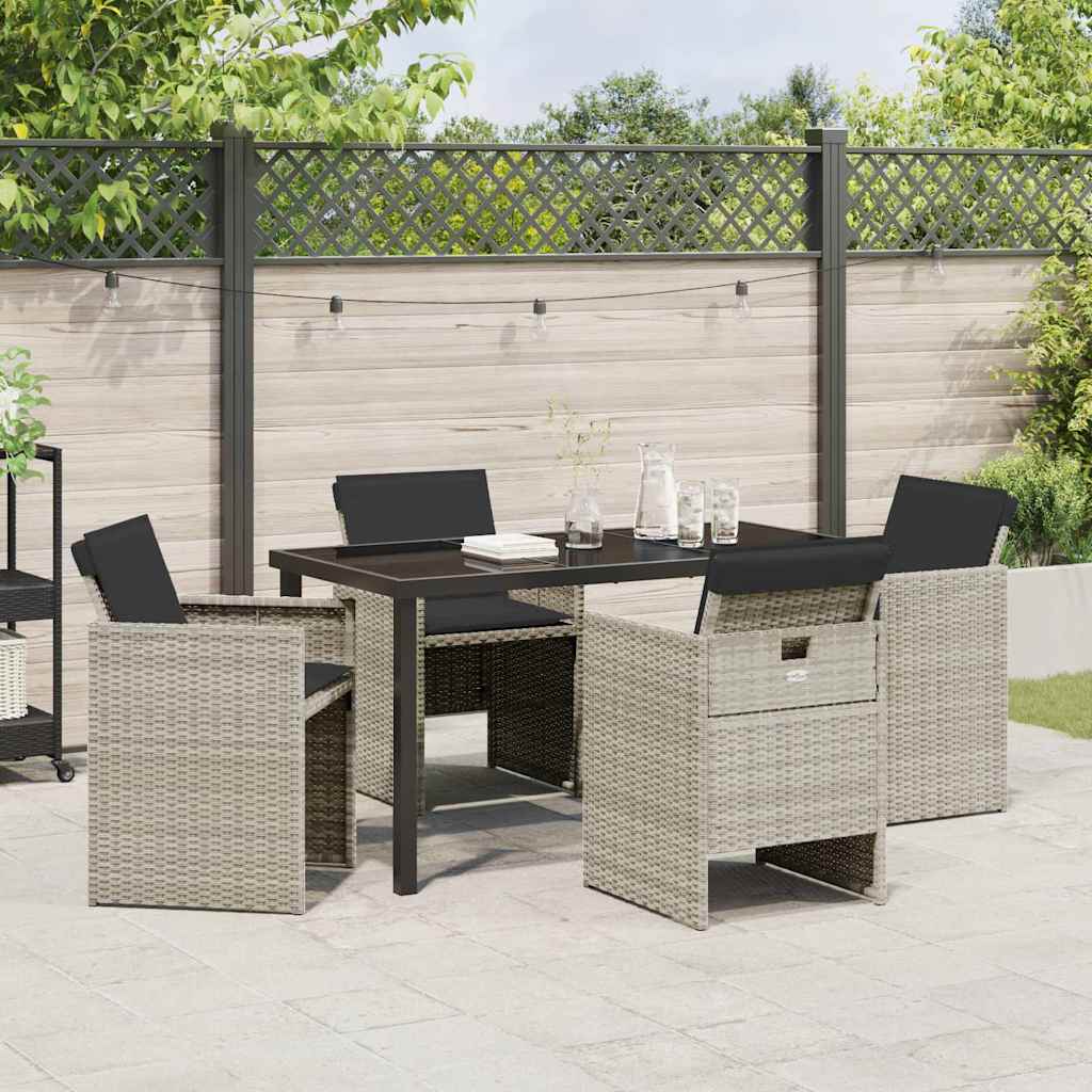 Have Spisebordssæt 5 pcs Lysegrå polyrattan