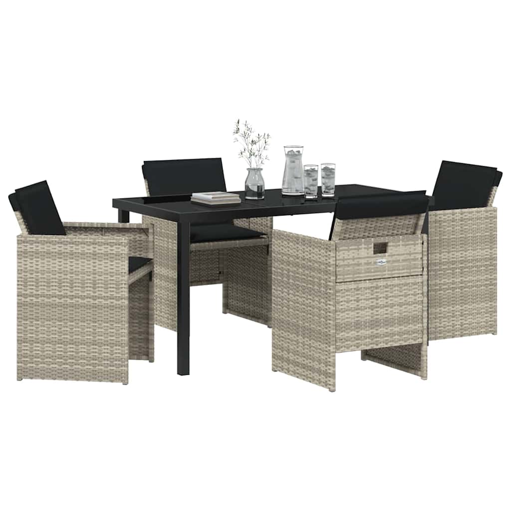 Have Spisebordssæt 5 pcs Lysegrå polyrattan
