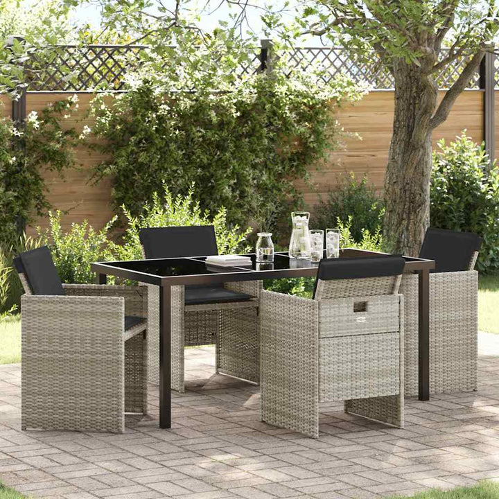 Have Spisebordssæt 5 pcs Lysegrå polyrattan