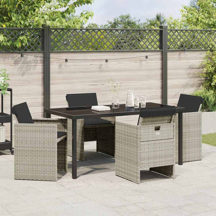 Have Spisebordssæt 5 pcs Lysegrå polyrattan