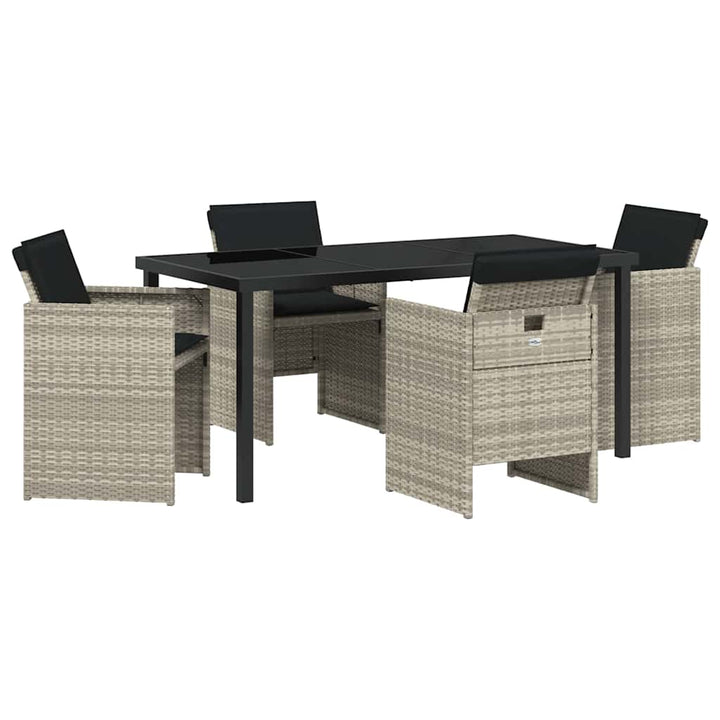 Have Spisebordssæt 5 pcs Lysegrå polyrattan