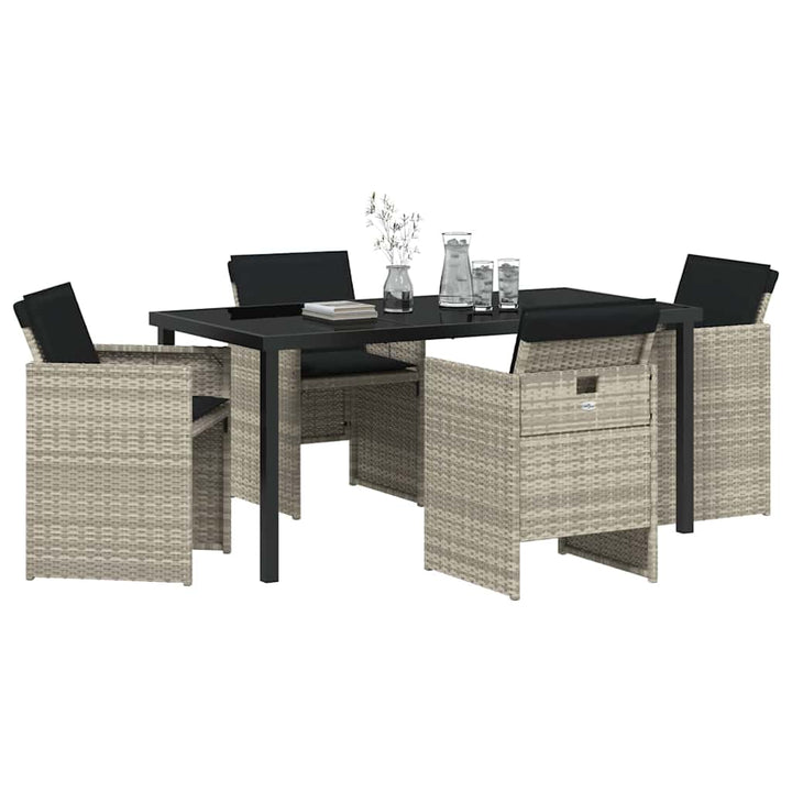 Have Spisebordssæt 5 pcs Lysegrå polyrattan