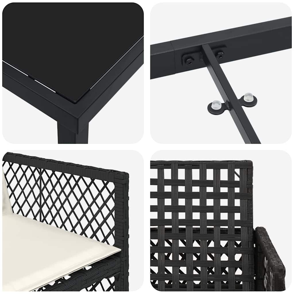 Have Spisebordssæt 5 pcs Sort polyrattan