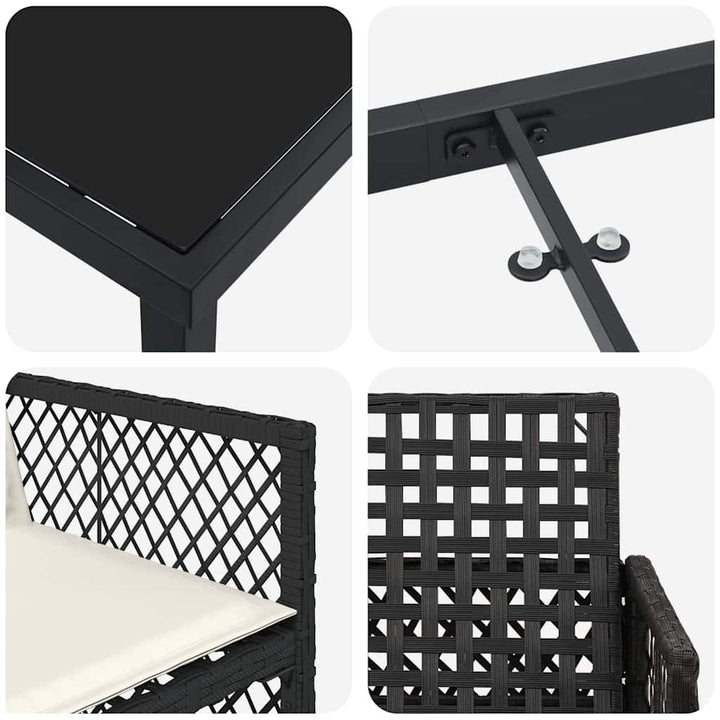 Have Spisebordssæt 5 pcs Sort polyrattan