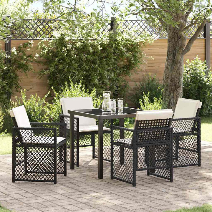 Have Spisebordssæt 5 pcs Sort polyrattan