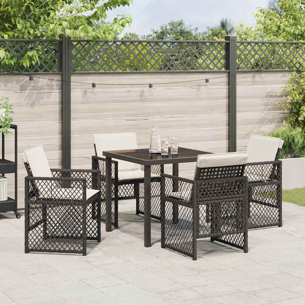 Have Spisebordssæt 5 pcs Sort polyrattan