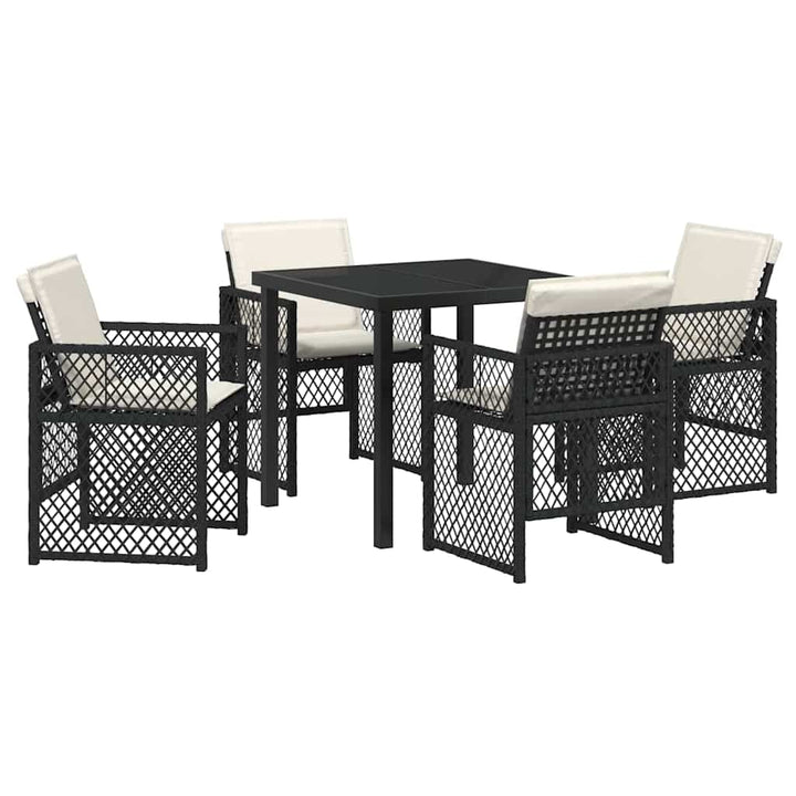 Have Spisebordssæt 5 pcs Sort polyrattan