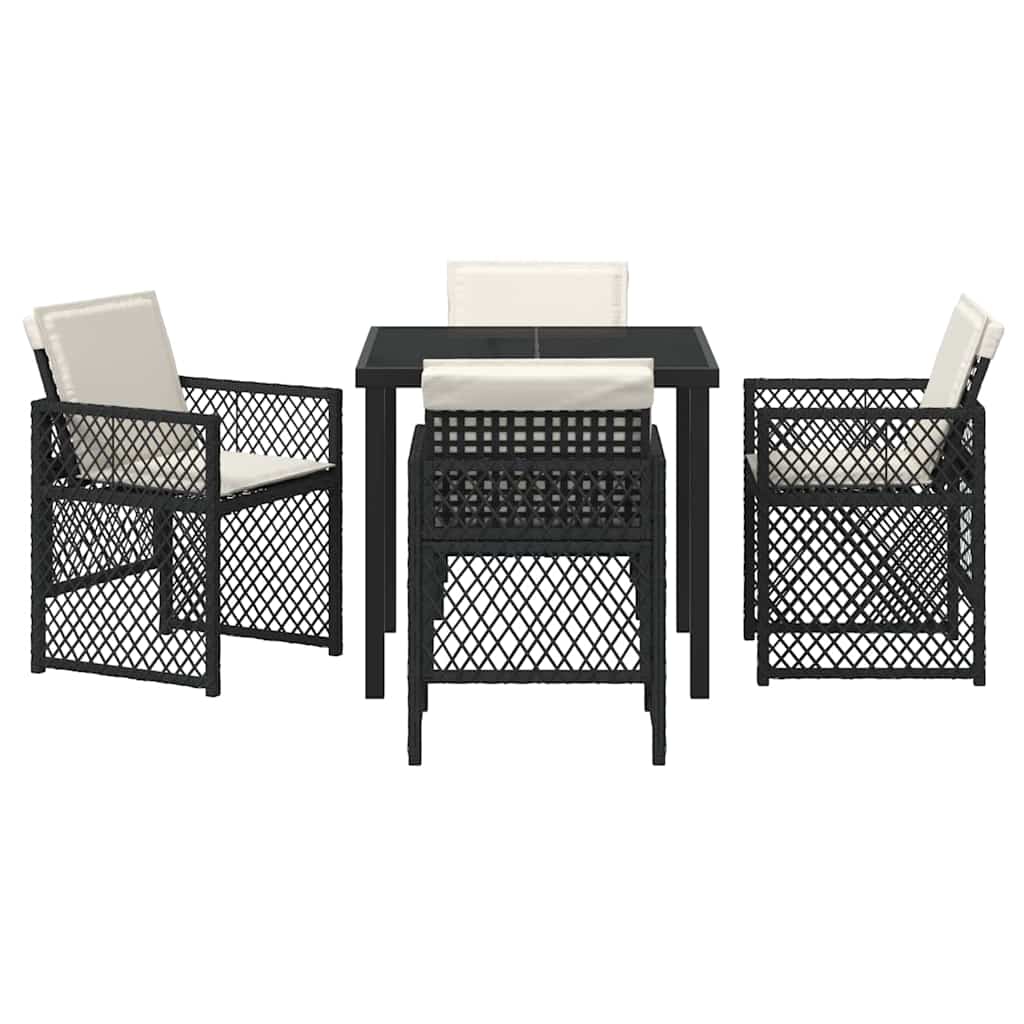 Have Spisebordssæt 5 pcs Sort polyrattan