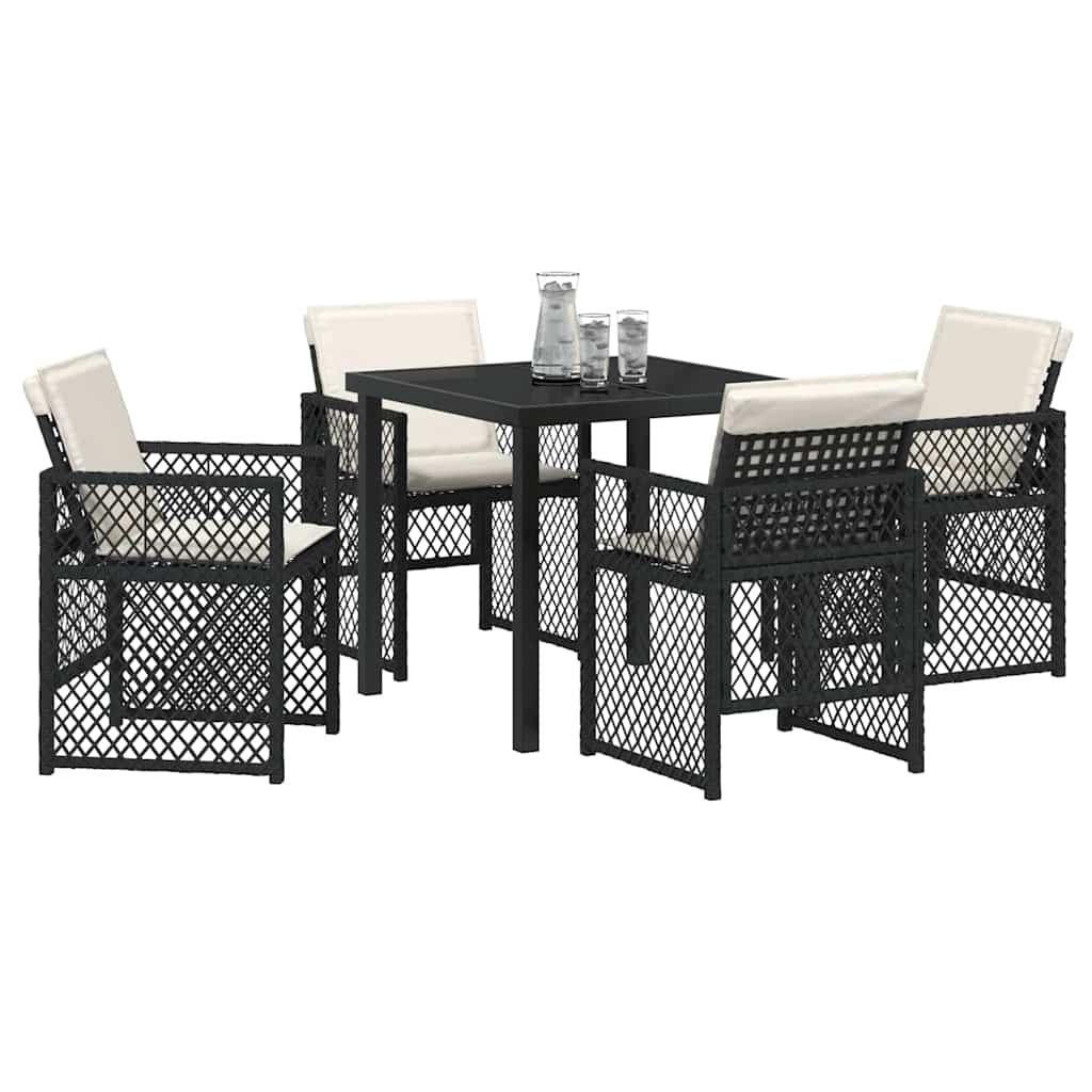 Have Spisebordssæt 5 pcs Sort polyrattan