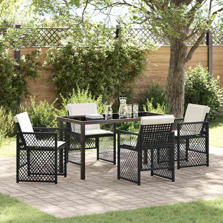 Have Spisebordssæt 5 pcs Sort polyrattan
