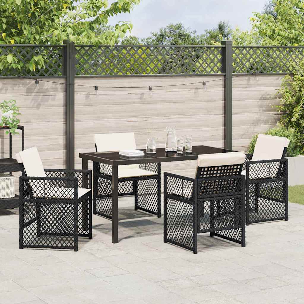 Have Spisebordssæt 5 pcs Sort polyrattan