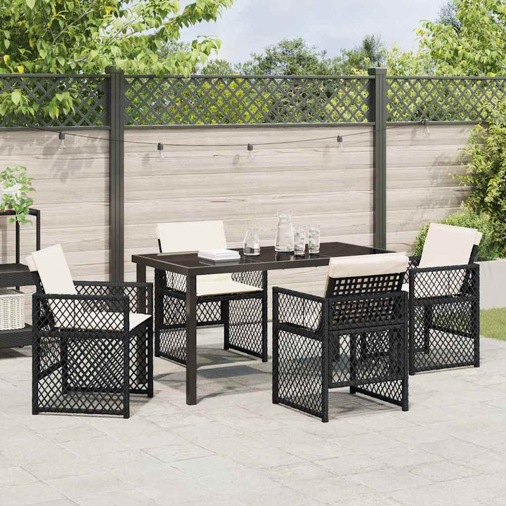 Have Spisebordssæt 5 pcs Sort polyrattan