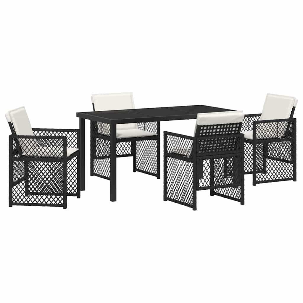 Have Spisebordssæt 5 pcs Sort polyrattan