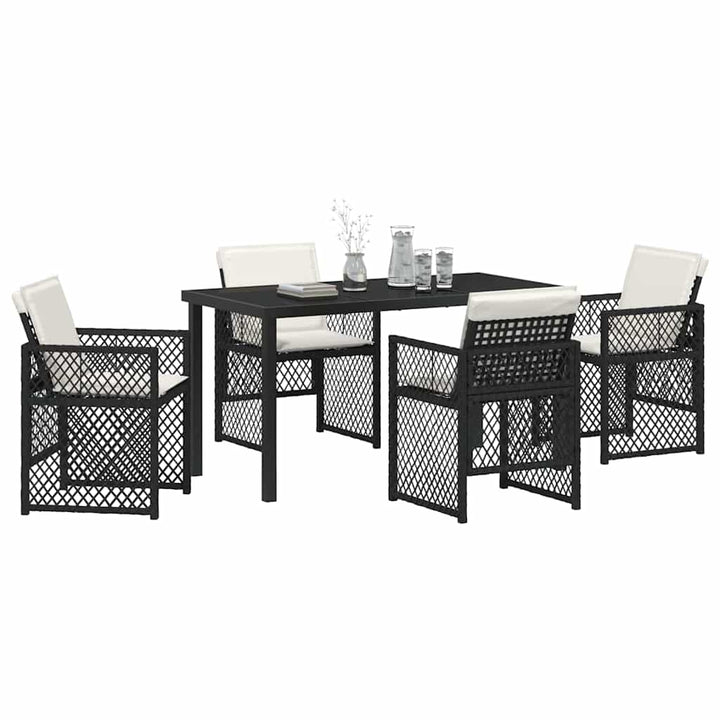 Have Spisebordssæt 5 pcs Sort polyrattan