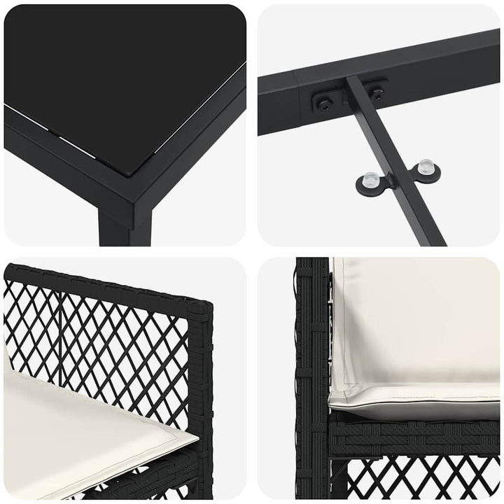Have Spisebordssæt 5 pcs Sort polyrattan