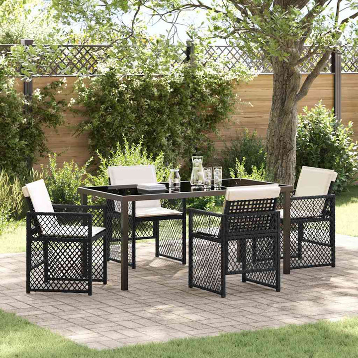Have Spisebordssæt 5 pcs Sort polyrattan
