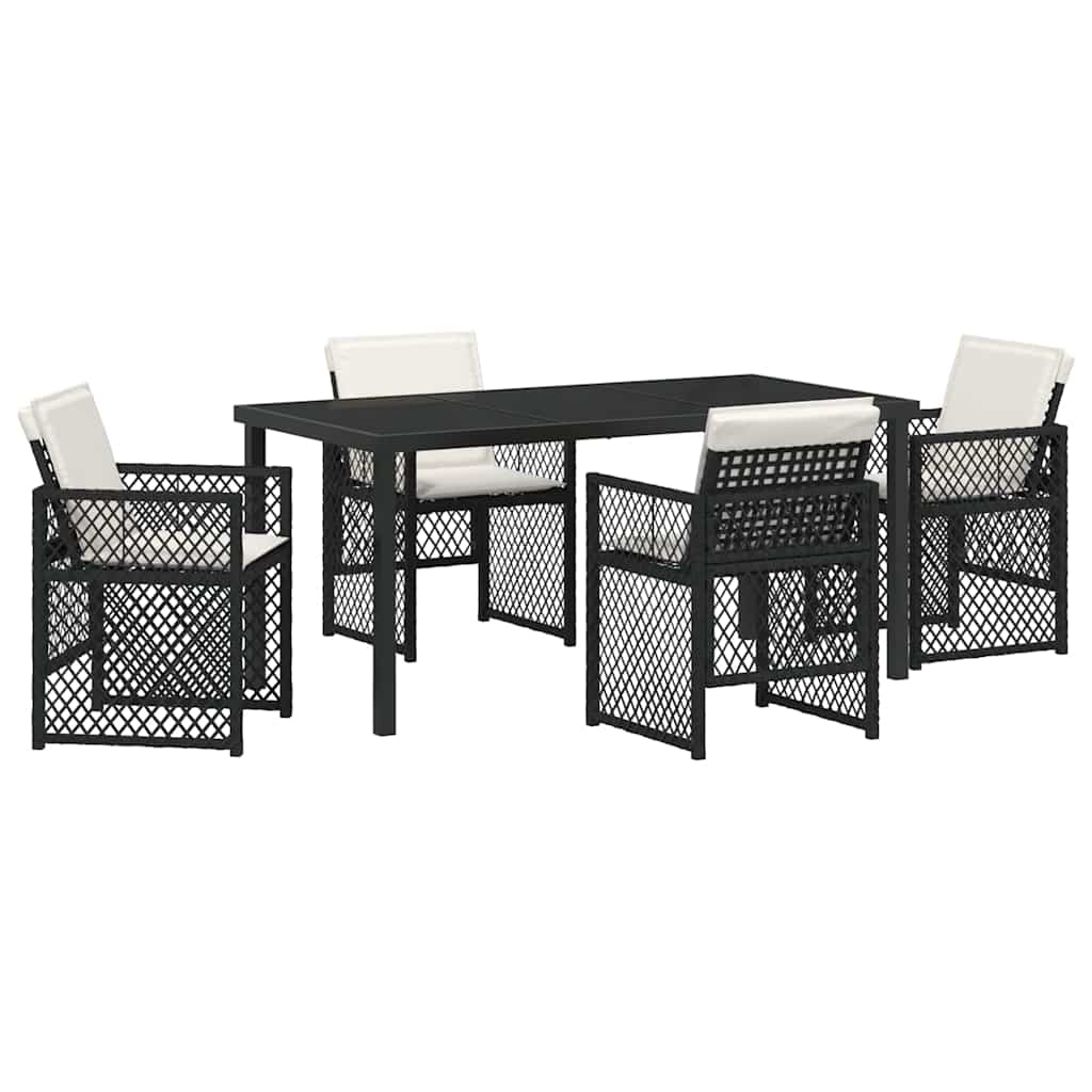 Have Spisebordssæt 5 pcs Sort polyrattan
