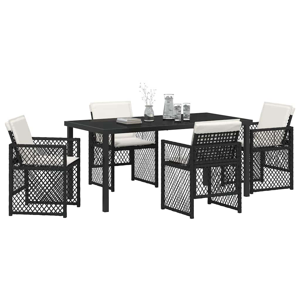 Have Spisebordssæt 5 pcs Sort polyrattan