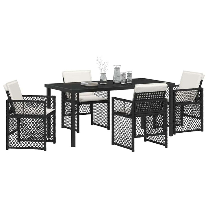Have Spisebordssæt 5 pcs Sort polyrattan