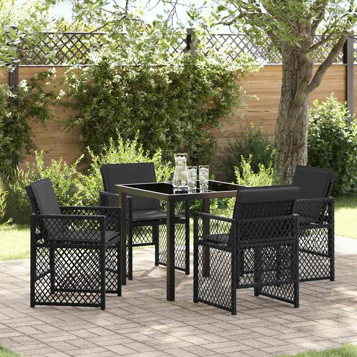 Have Spisebordssæt 5 pcs Sort polyrattan