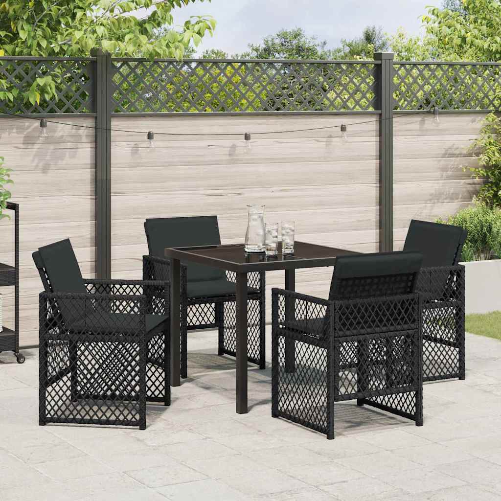 Have Spisebordssæt 5 pcs Sort polyrattan