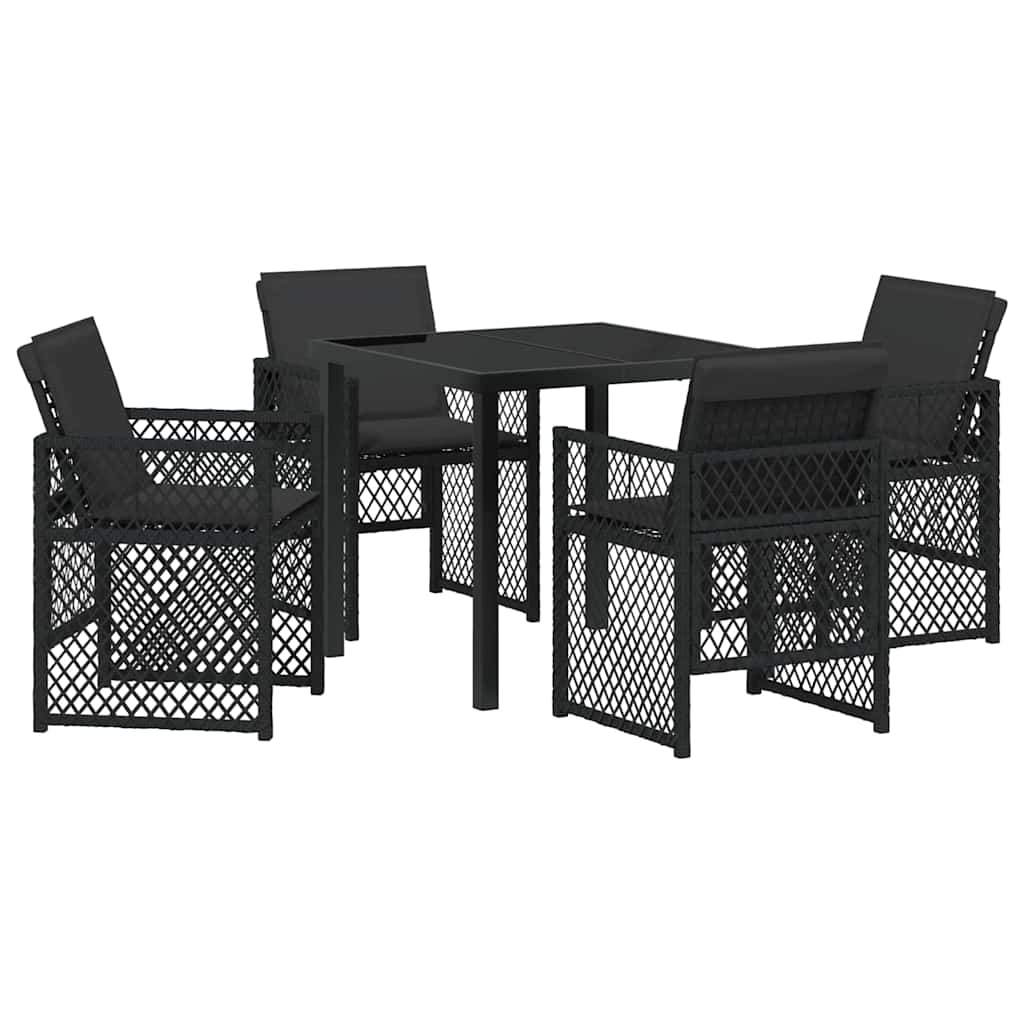 Have Spisebordssæt 5 pcs Sort polyrattan