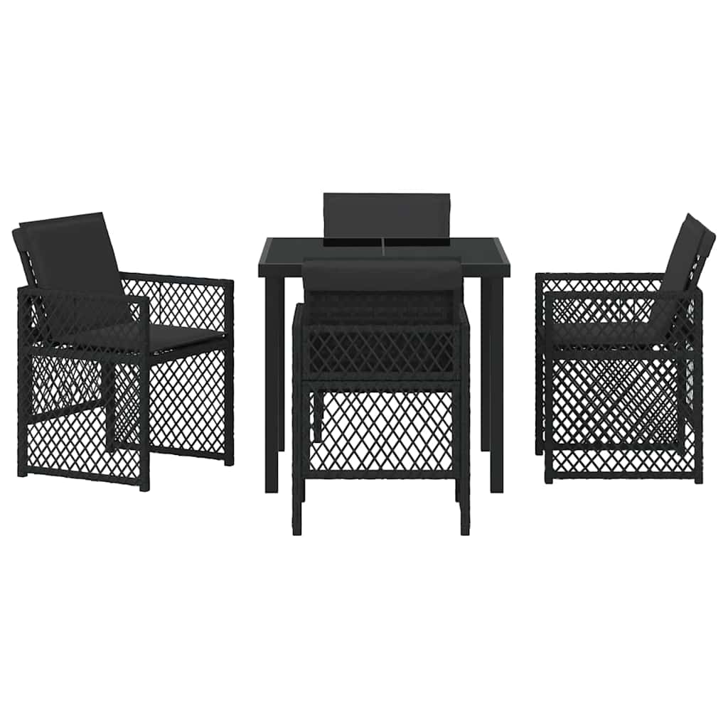Have Spisebordssæt 5 pcs Sort polyrattan