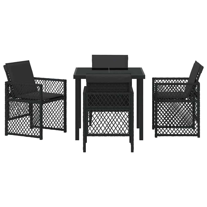 Have Spisebordssæt 5 pcs Sort polyrattan