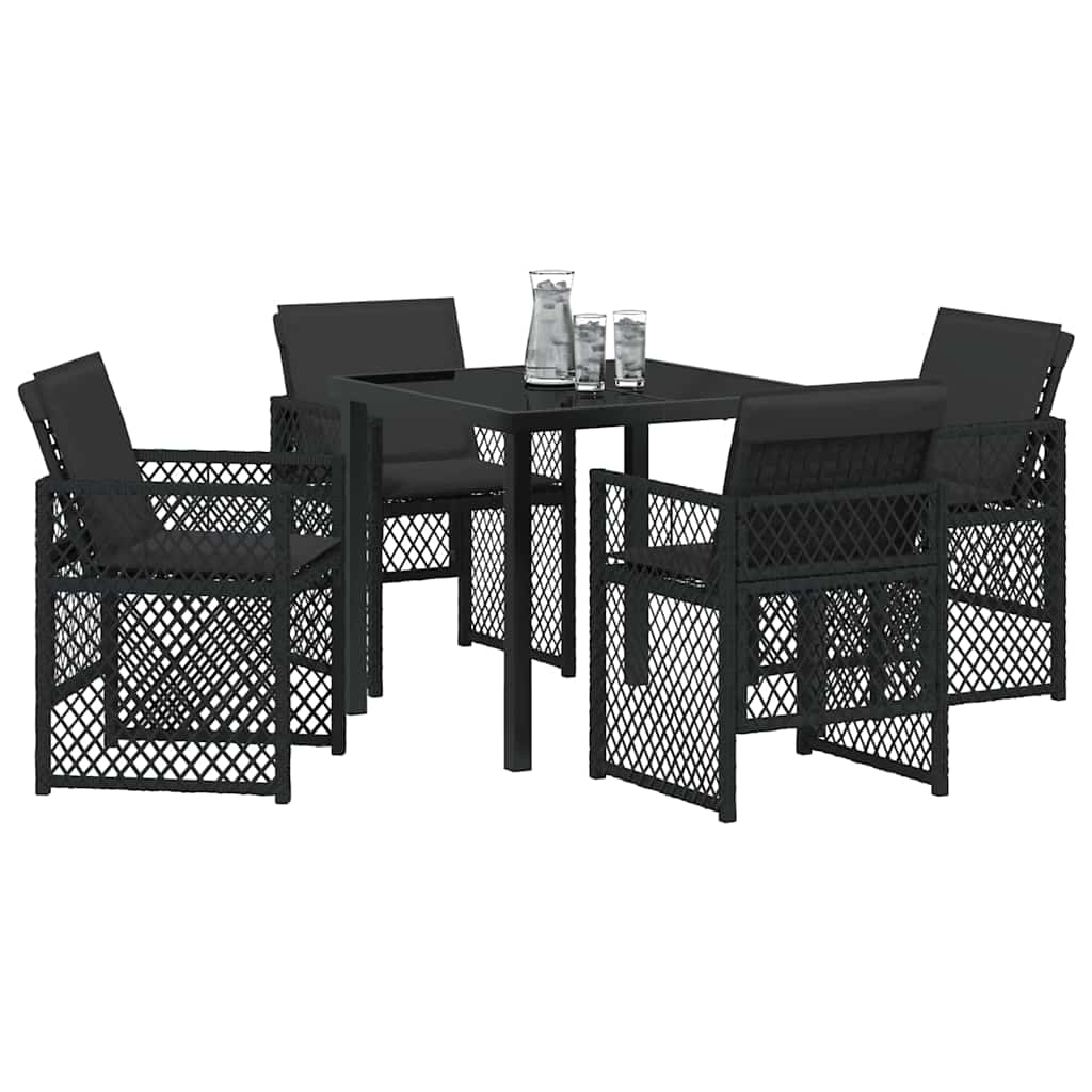 Have Spisebordssæt 5 pcs Sort polyrattan