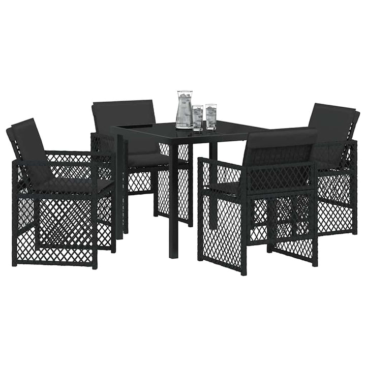 Have Spisebordssæt 5 pcs Sort polyrattan