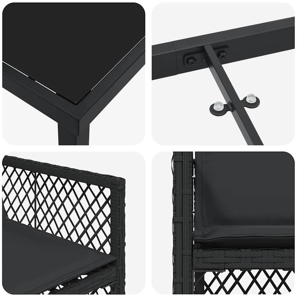 Have Spisebordssæt 5 pcs Sort polyrattan