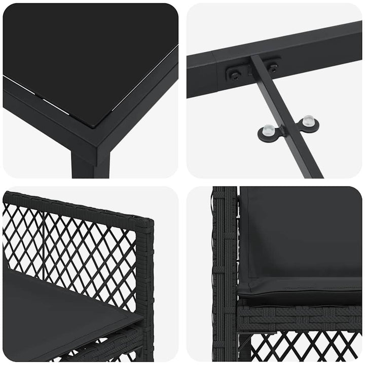 Have Spisebordssæt 5 pcs Sort polyrattan