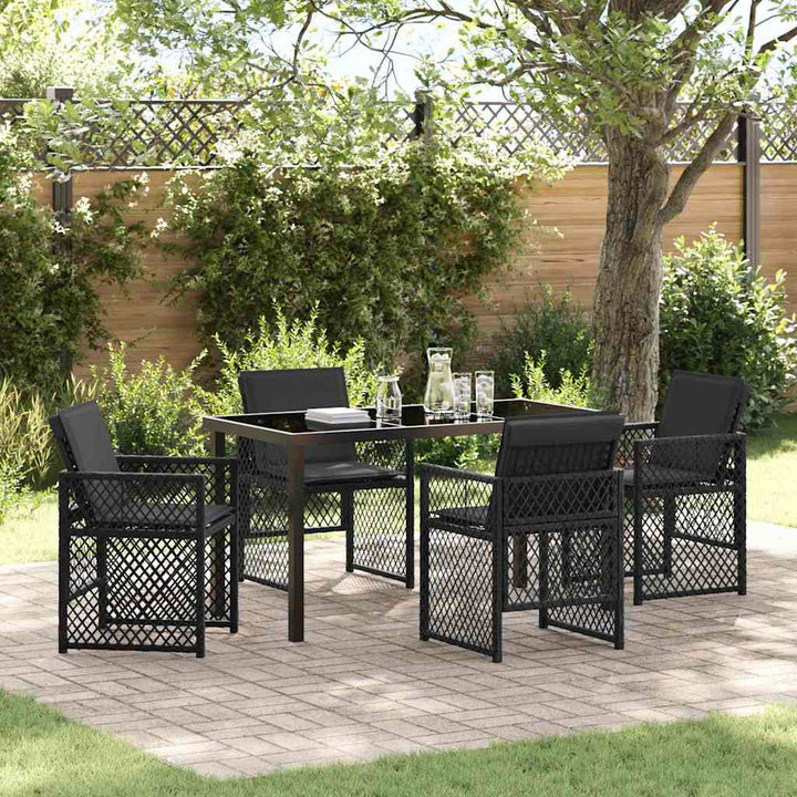 Have Spisebordssæt 5 pcs Sort polyrattan