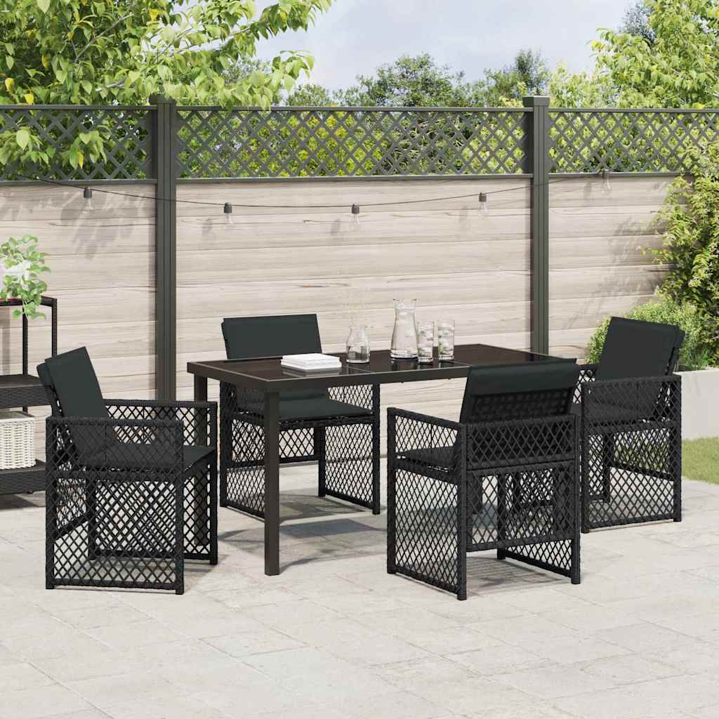 Have Spisebordssæt 5 pcs Sort polyrattan