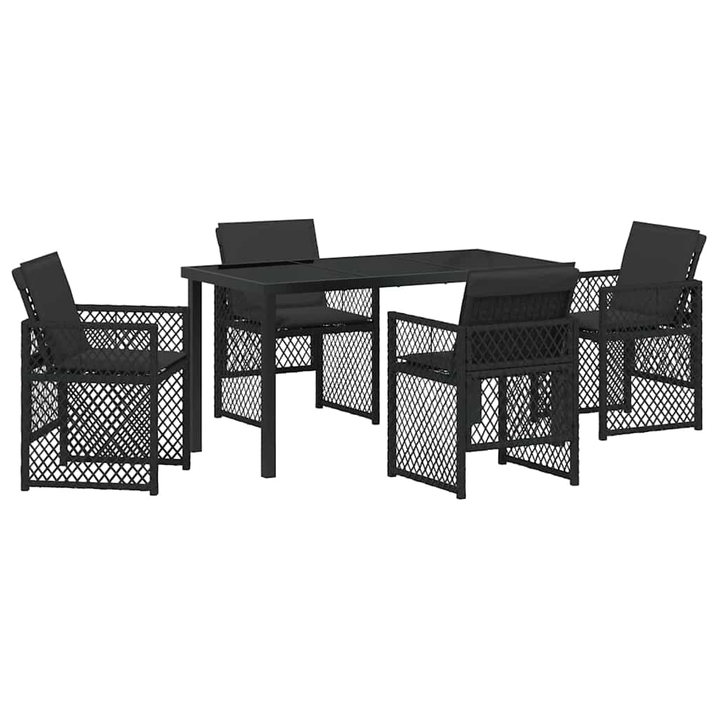 Have Spisebordssæt 5 pcs Sort polyrattan