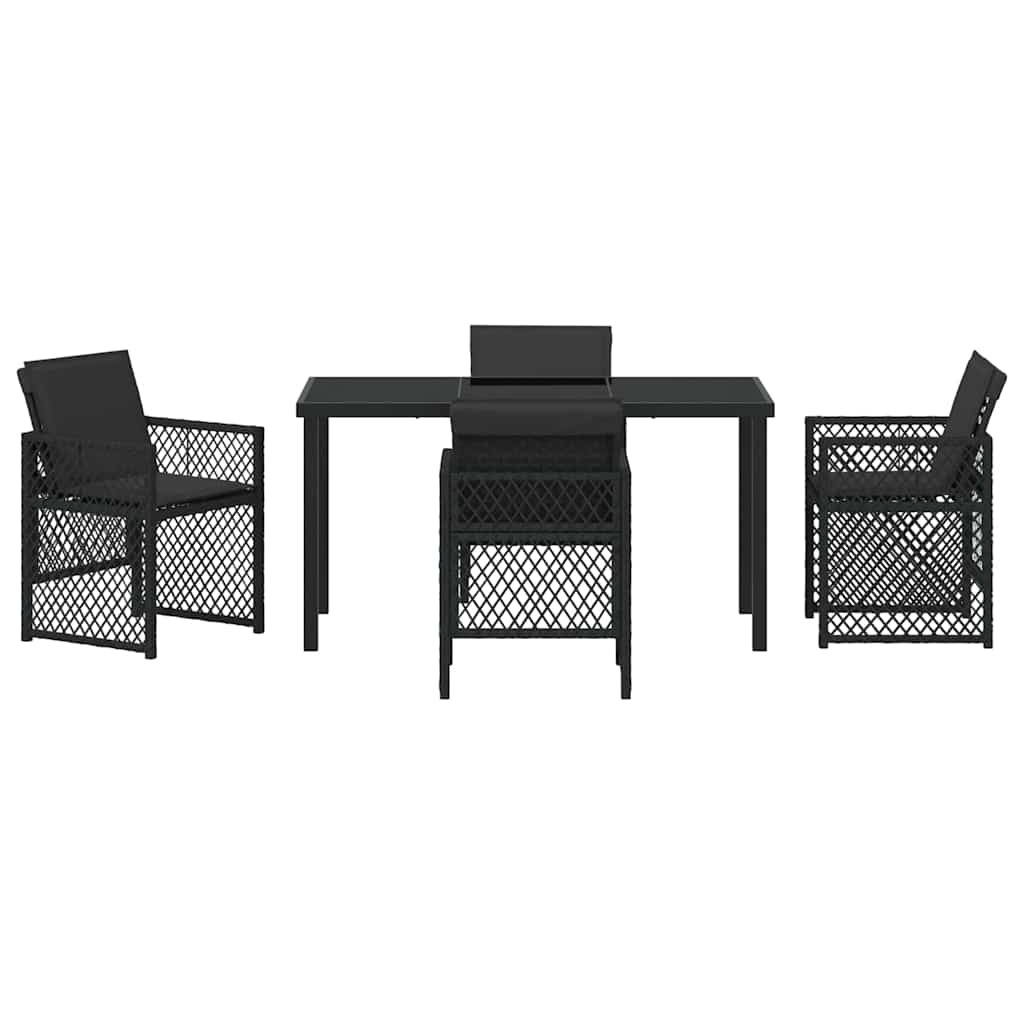 Have Spisebordssæt 5 pcs Sort polyrattan