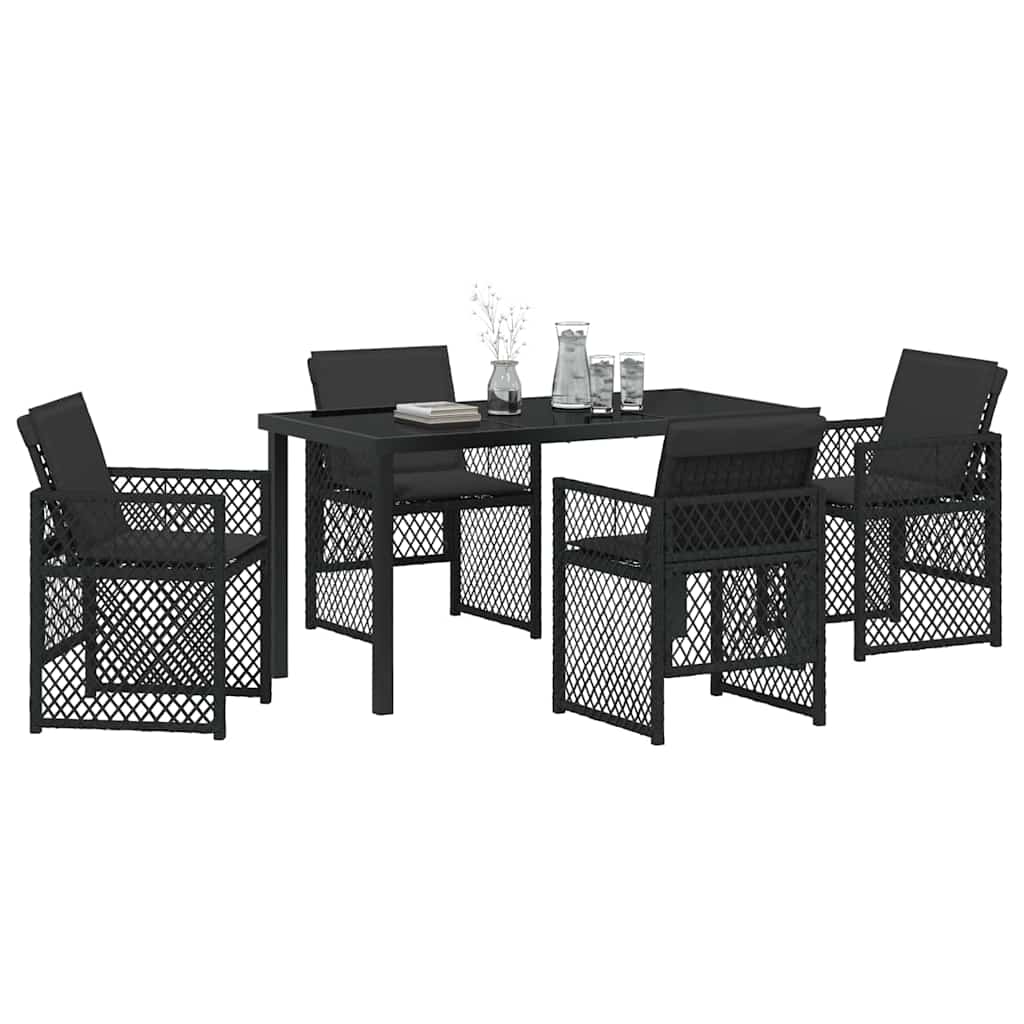Have Spisebordssæt 5 pcs Sort polyrattan
