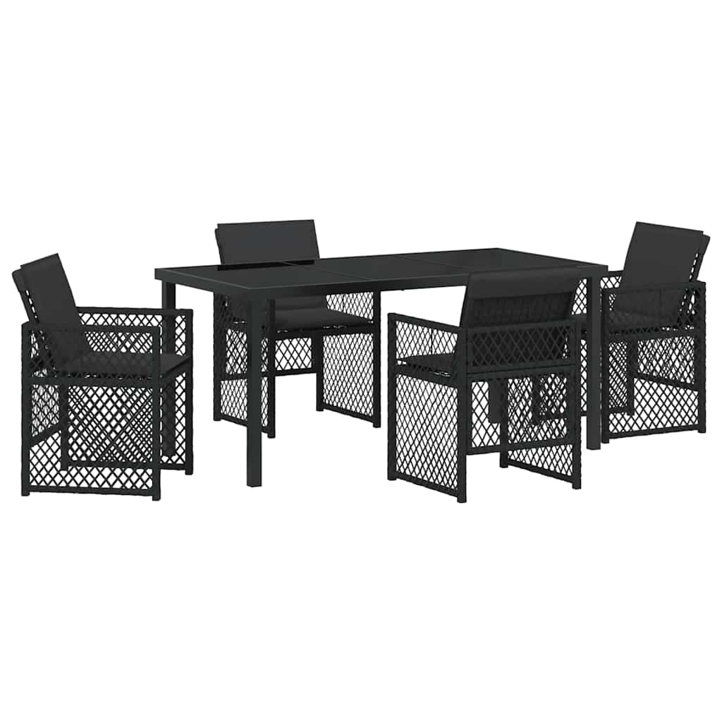 Have Spisebordssæt 5 pcs Sort polyrattan