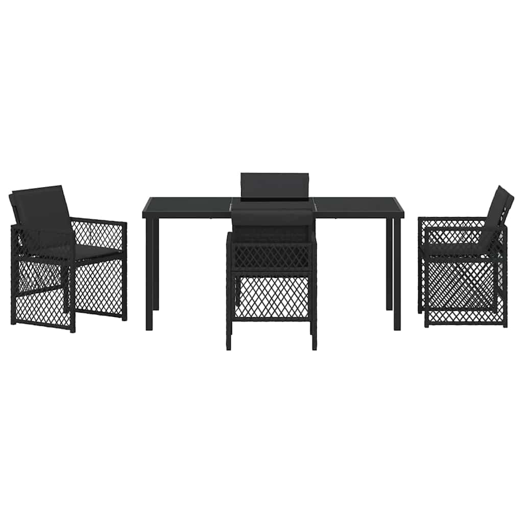 Have Spisebordssæt 5 pcs Sort polyrattan