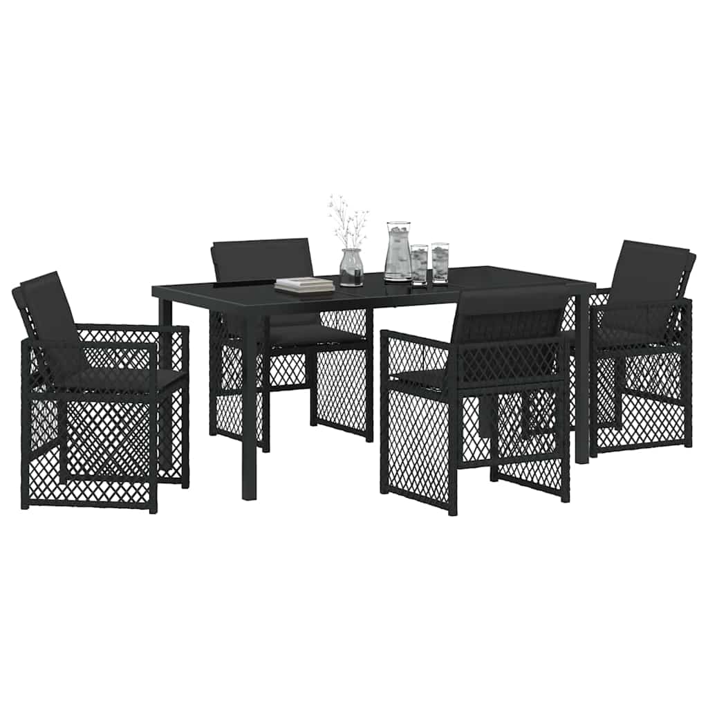 Have Spisebordssæt 5 pcs Sort polyrattan