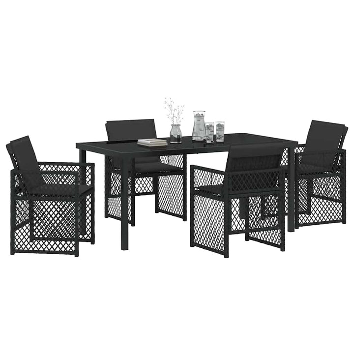 Have Spisebordssæt 5 pcs Sort polyrattan