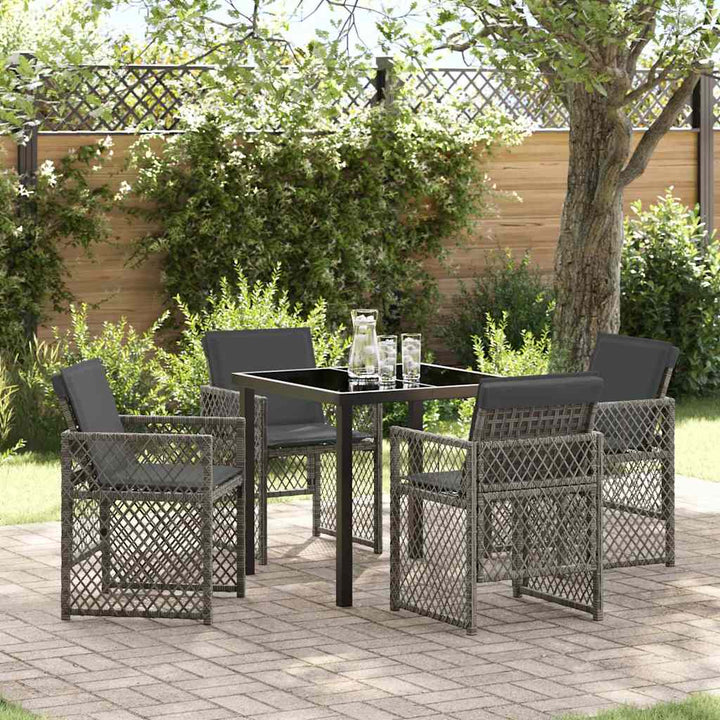 Have Spisebordssæt 5 pcs Grå polyrattan