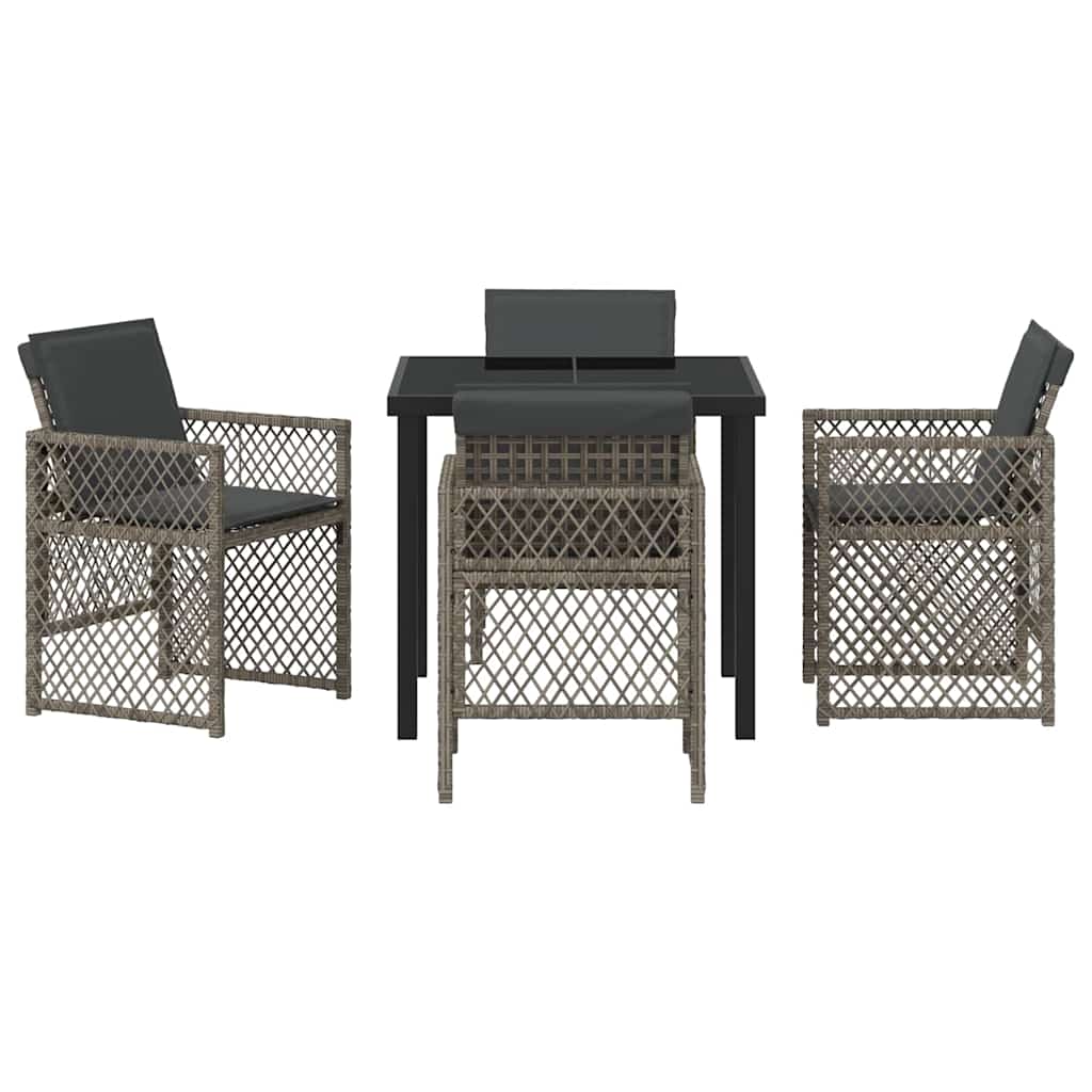 Have Spisebordssæt 5 pcs Grå polyrattan