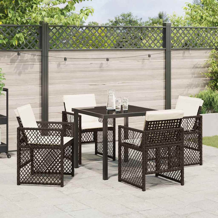 Have Spisebordssæt 5 pcs Brun polyrattan