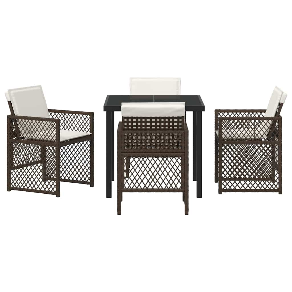 Have Spisebordssæt 5 pcs Brun polyrattan