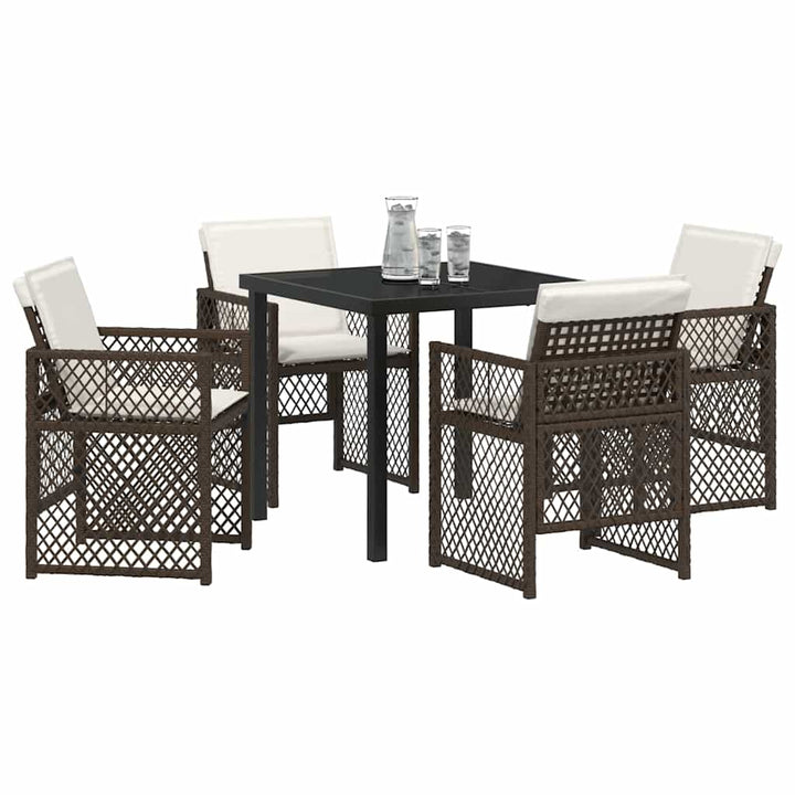 Have Spisebordssæt 5 pcs Brun polyrattan