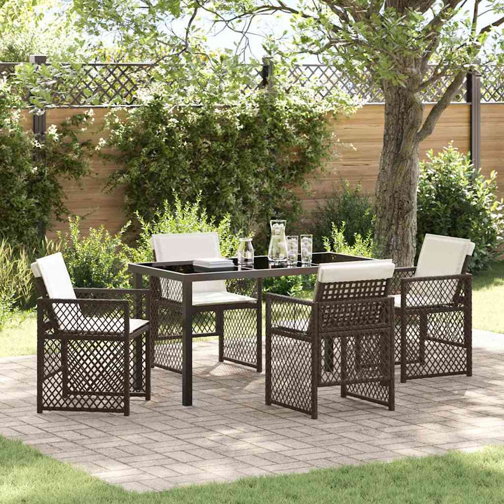 Have Spisebordssæt 5 pcs Brun polyrattan