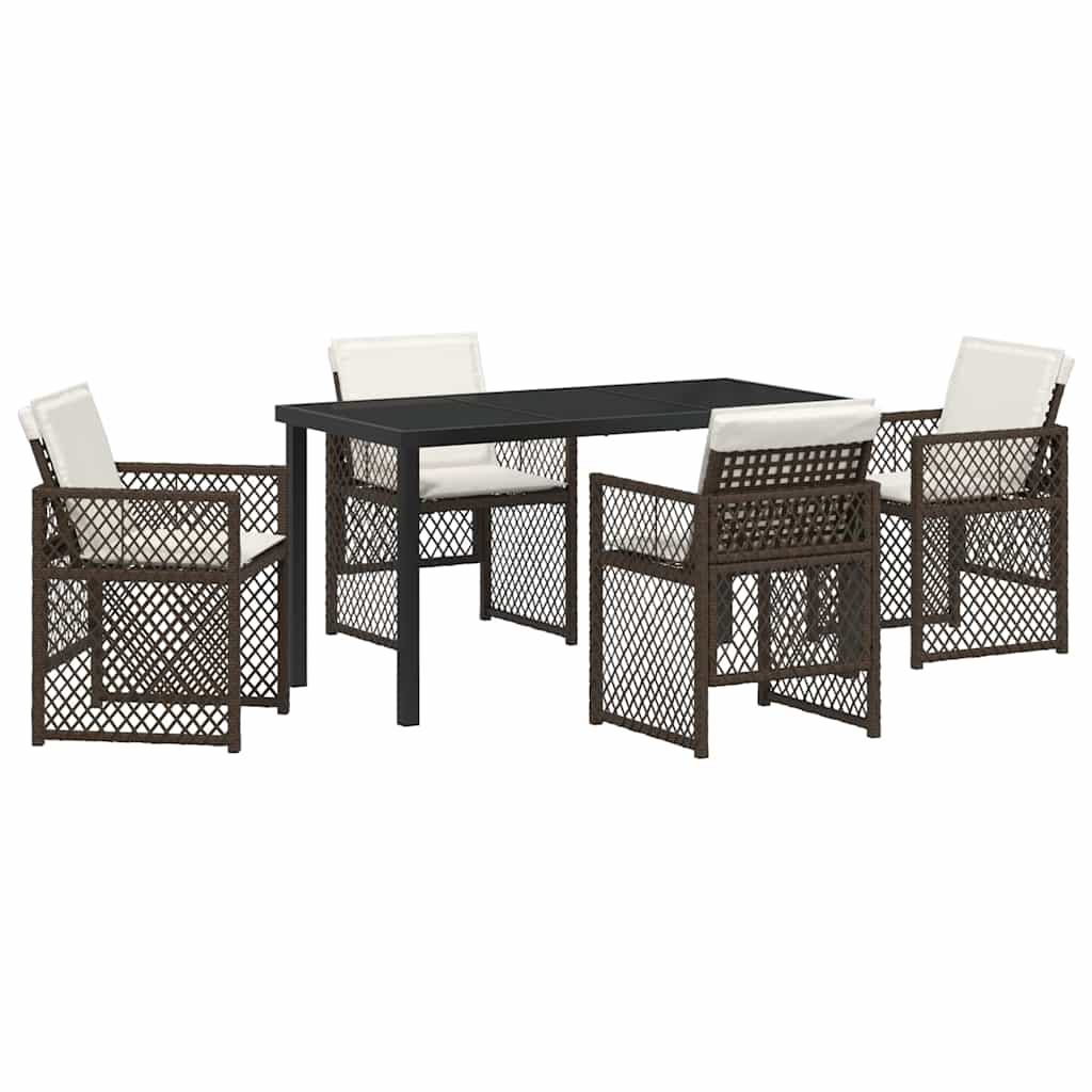 Have Spisebordssæt 5 pcs Brun polyrattan