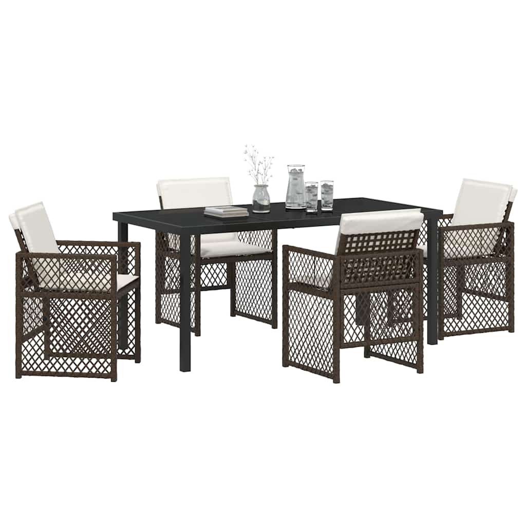 Have Spisebordssæt 5 pcs Brun polyrattan