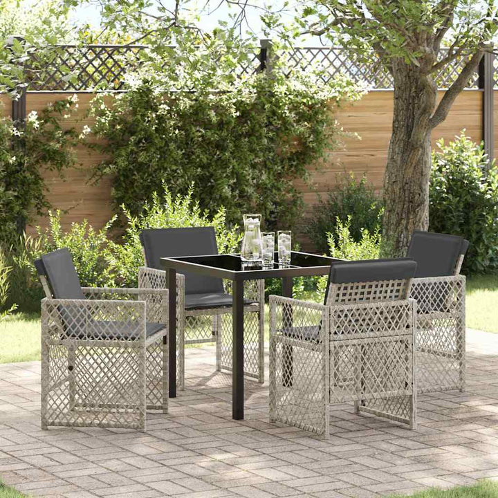 Have Spisebordssæt 5 pcs Lysegrå polyrattan